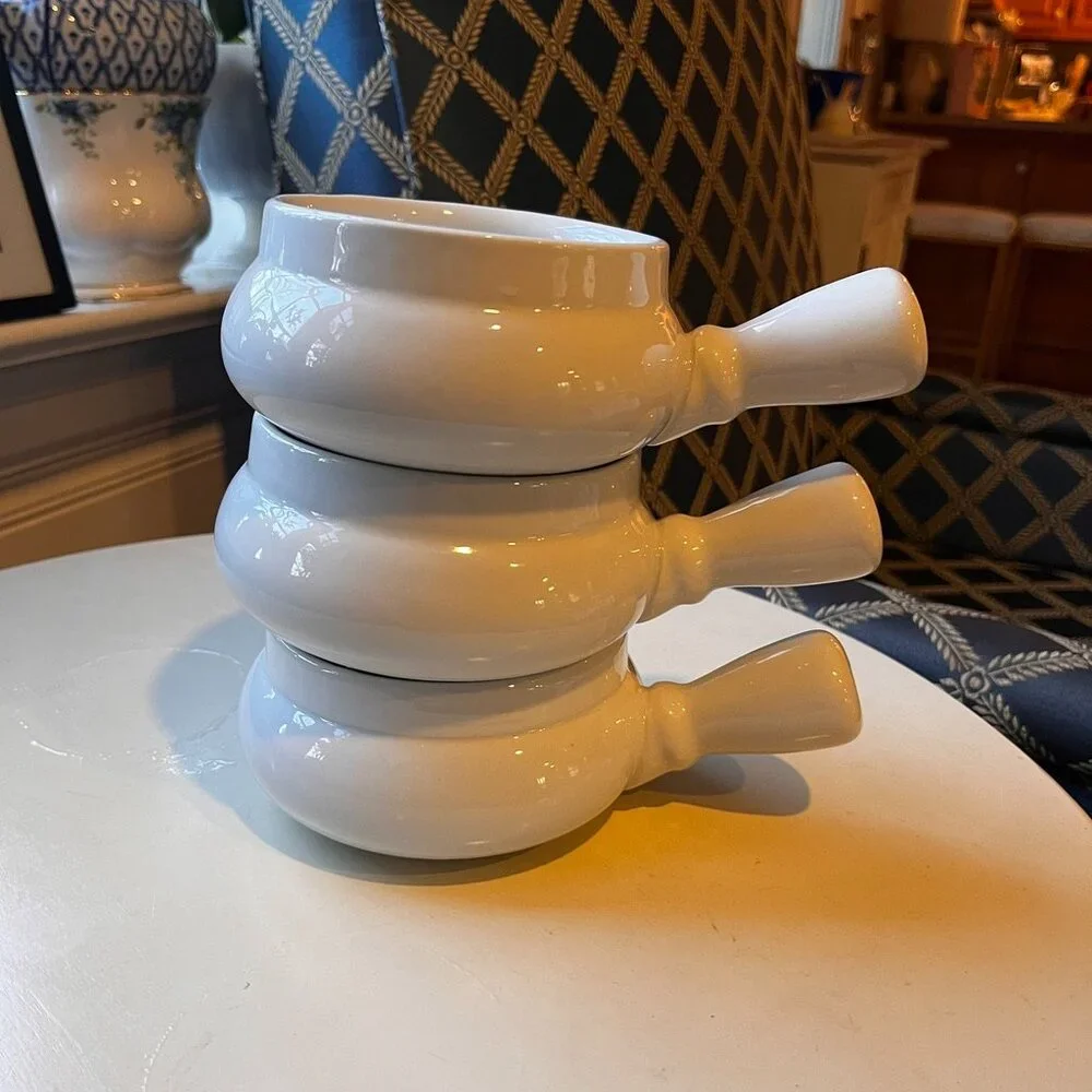 3 Sur La Table Blanc Individual Handled Soup Bowl